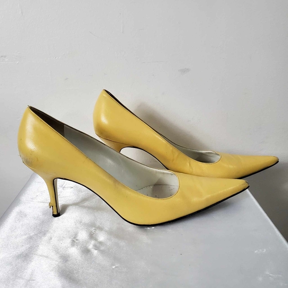 Dolce & Gabbana Shoes - Dolce & Gabbana Vintage Yellow Pointed Toe Heels Shoes Size 39.5
